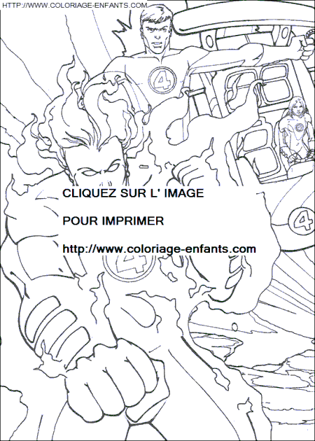 coloriage les 4 fantastiques ensemble