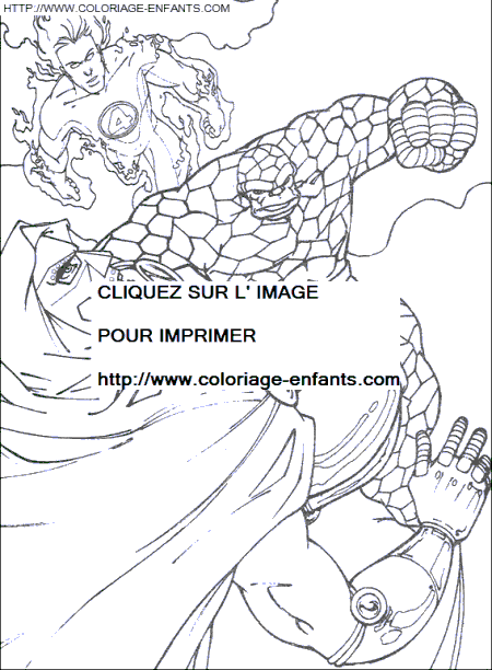 coloriage les 4 fantastiques la chose contre dr fatalis