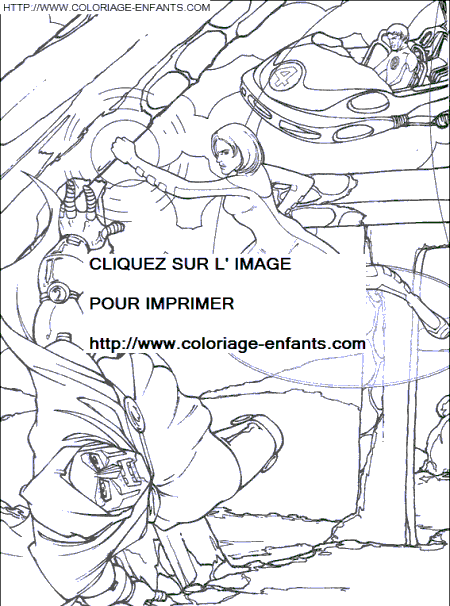 coloriage les 4 fantastiques la femme invisible contre dr fatalis