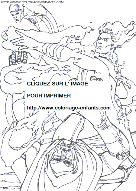 coloriage les 4 fantastiques la torche humaine attaque dr fatalis