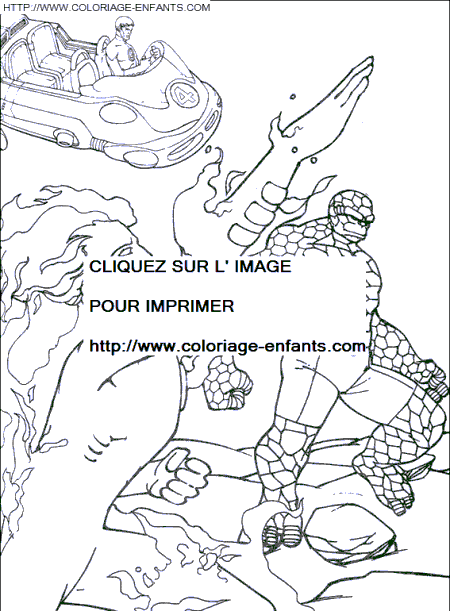 coloriage les 4 fantastiques la torche humaine et la chose