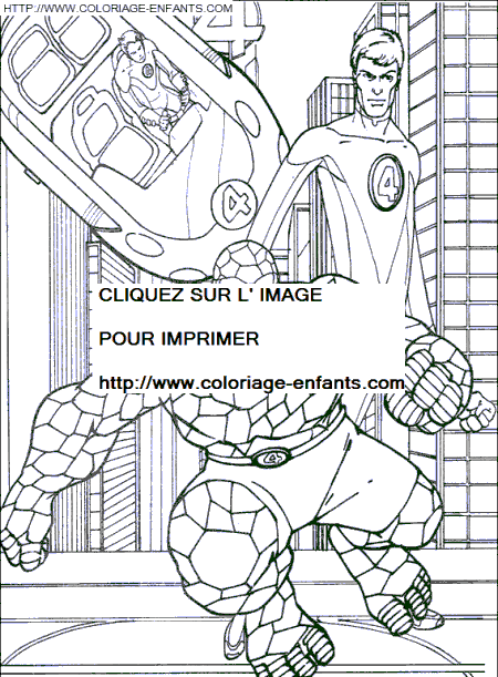 coloriage les 4 fantastiques reunis en ville