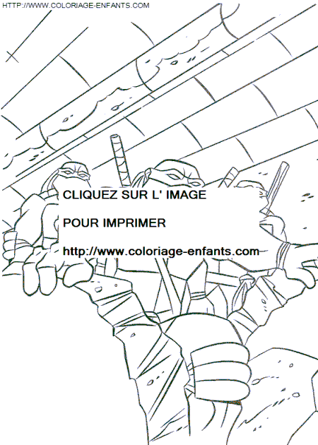 coloriage les tortues ninja dans un tunnel