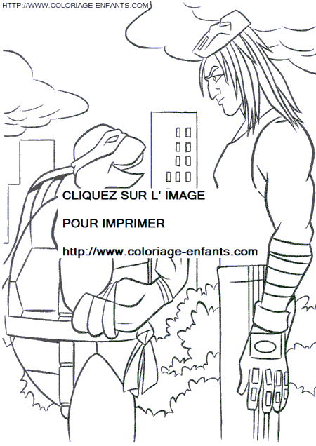 coloriage les tortues ninja michelangelo discute