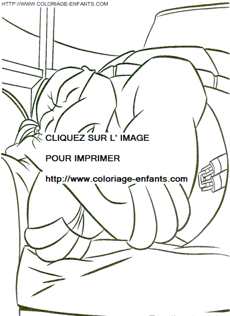 coloriage les tortues ninja michelangelo dort