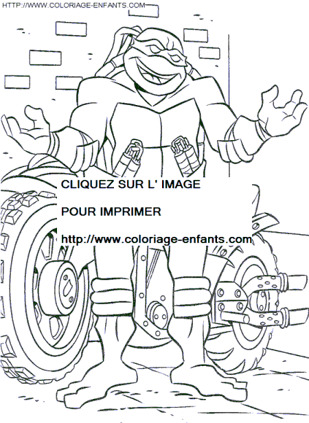 coloriage les tortues ninja michelangelo et sa moto