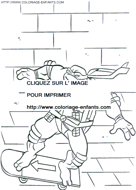 coloriage les tortues ninja michelangelo fait du skateboard