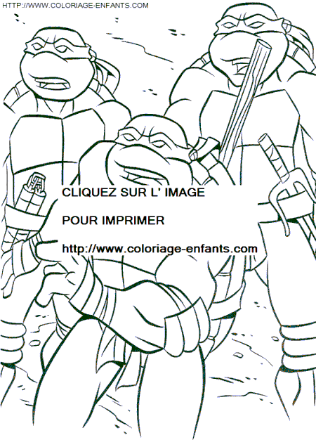 coloriage les tortues ninja tous unis