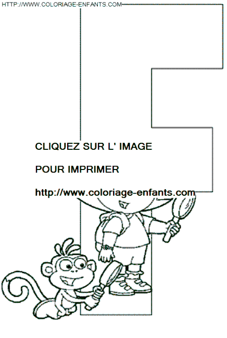 coloriage Alpahbet Dora lettre F