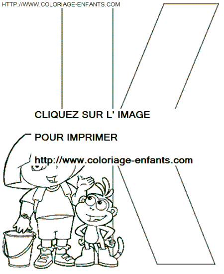 coloriage Alpahbet Dora lettre K