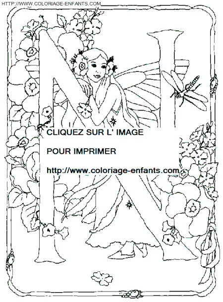 coloriage Alphabet fee lettre N