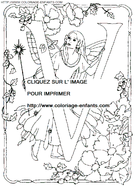 coloriage Alphabet fee lettre V