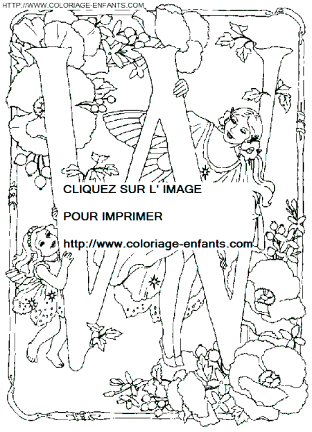 coloriage Alphabet fee lettre W