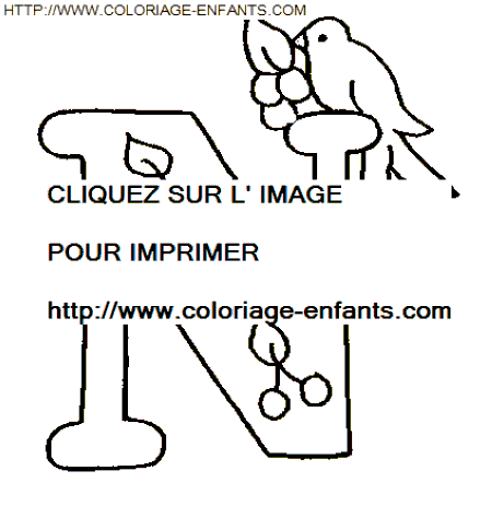 coloriage lettre oiseaux lettre n