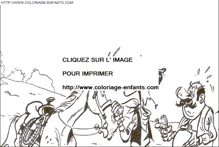 coloriage lucky luke avec le marechal ferrand