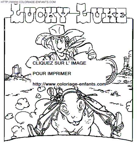 coloriage lucky luke en plein desert