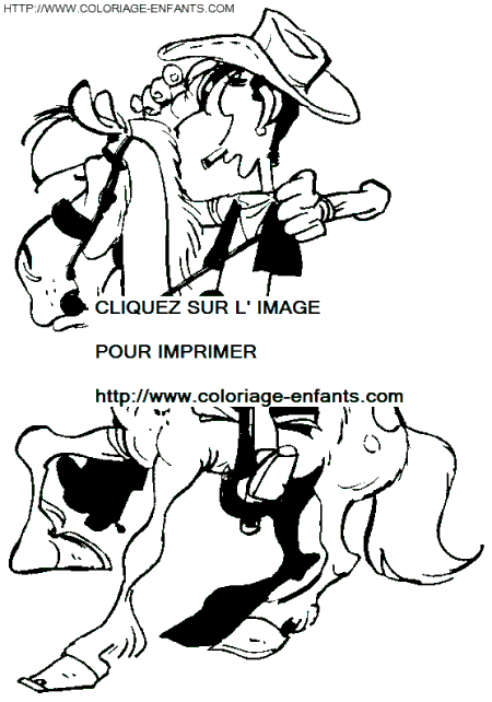 coloriage lucky luke sur son cheval