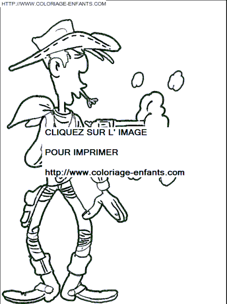 coloriage lucky luke tirant dans le dos