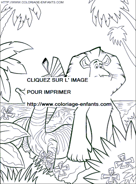 coloriage madagascar lion alex zebre marty