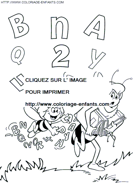 coloriage maya abeille professeur cassandre alphabet