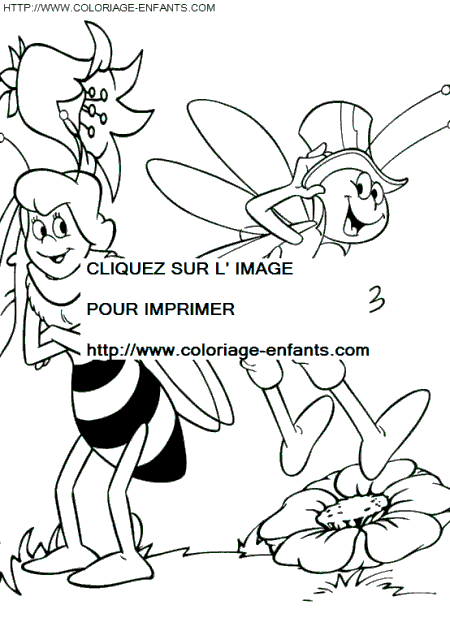 coloriage maya abeille professeur cassandre sauterelle flip