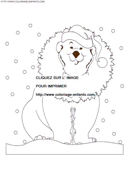 coloriage noel un ours avec un bonnet