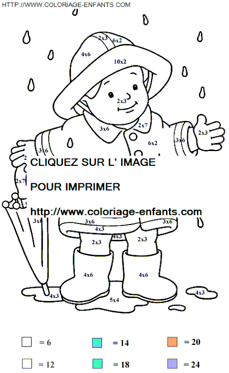 coloriage Nombres Multiplications