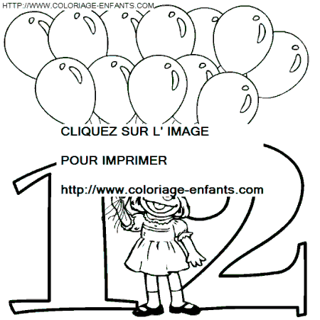 coloriage nombres rue sesame chiffre12