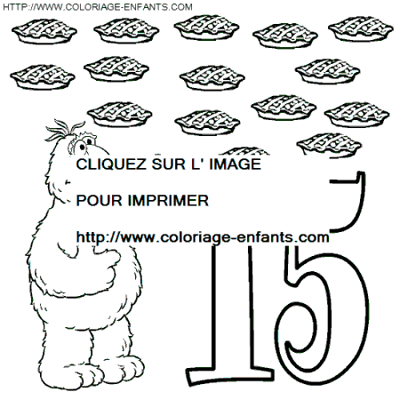 coloriage nombres rue sesame chiffre15