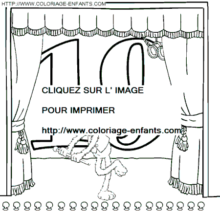 coloriage nombres rue sesame chiffre19