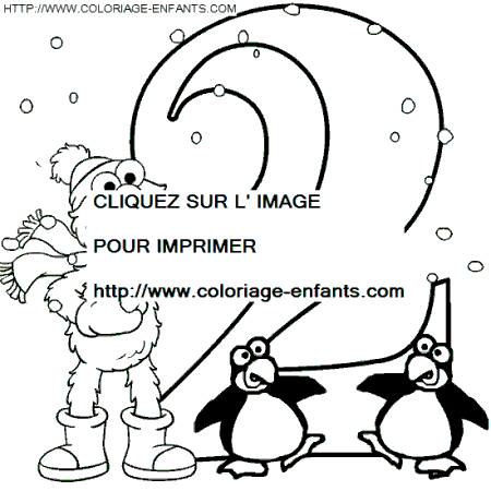 coloriage nombres rue sesame chiffre2