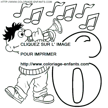 coloriage nombres rue sesame chiffre6