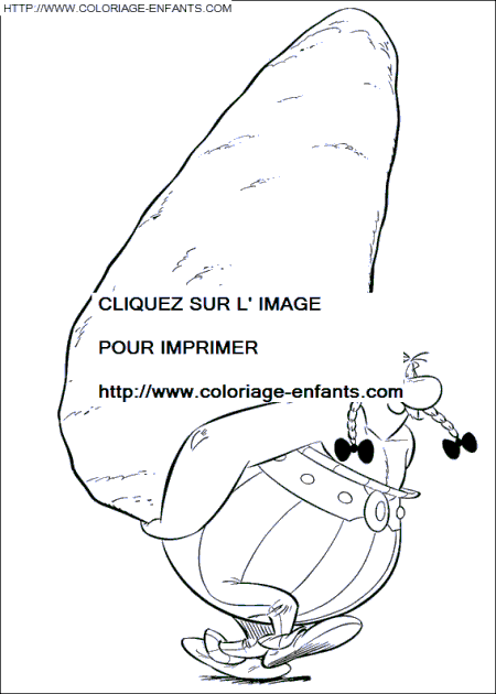 coloriage obelix portant un menhir