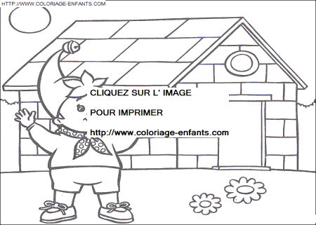 coloriage oui oui a construit une maison