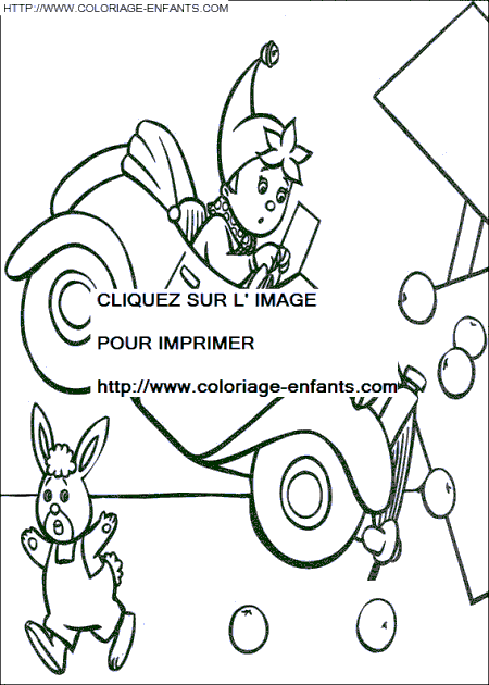 coloriage oui oui a un accident de voiture