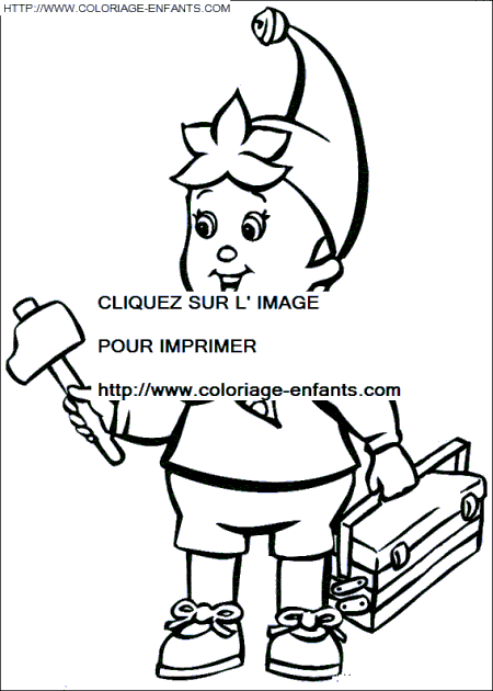 coloriage oui oui en bricoleur