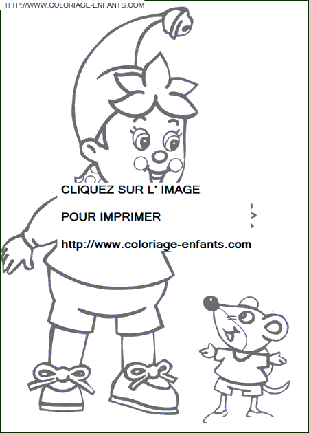 coloriage oui oui et une petite souris