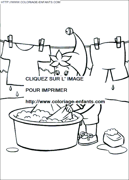 coloriage oui oui lave son linge