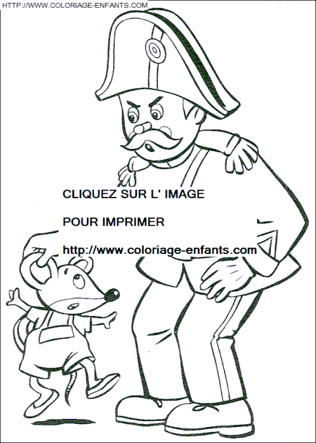 coloriage oui oui le gendarme attrape une souris