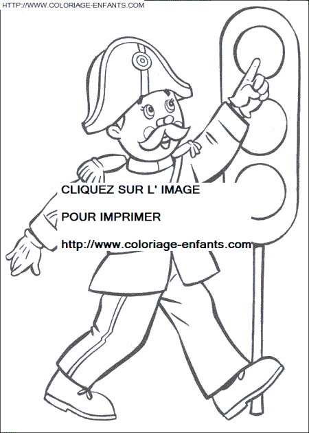 coloriage oui oui le gendarme explique les feux de la route