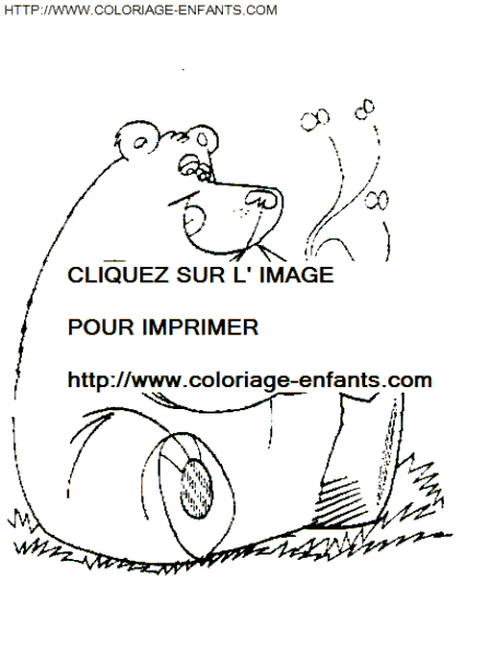 coloriage ours devant une ruche