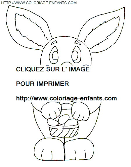 coloriage paques lapin avec des oeufs