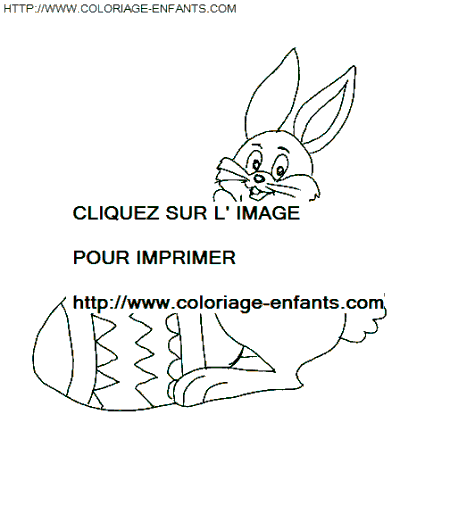 coloriage paques le lapin avec un oeuf