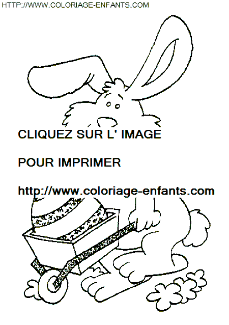 coloriage paques un lapin a trouve un oeuf