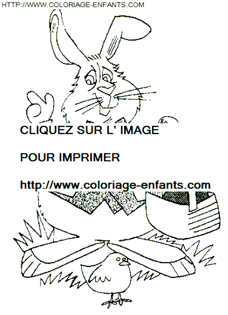 coloriage paques un lapin avec son panier