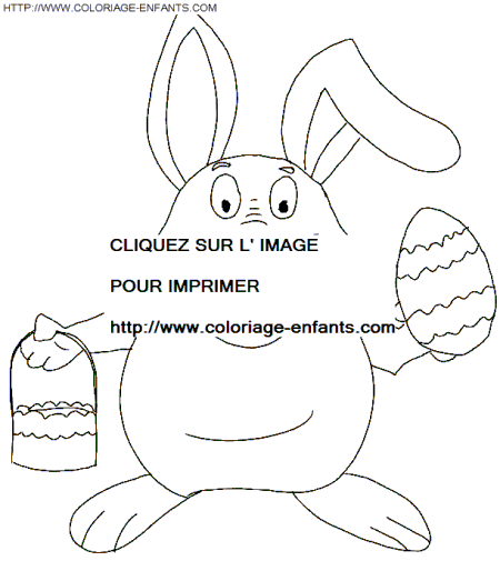 coloriage paques un lapin offre un oeuf