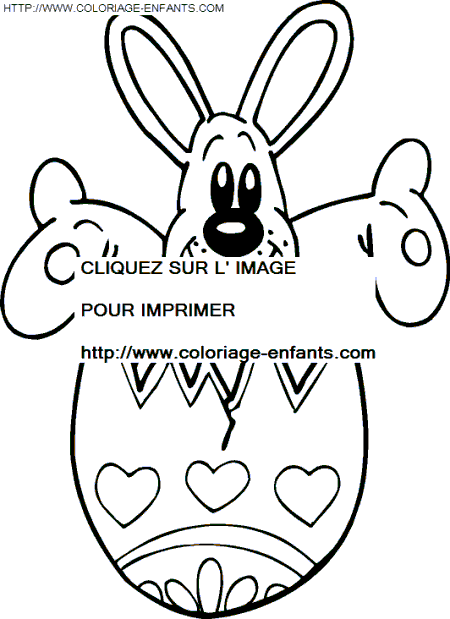 coloriage paques un lapin sortant