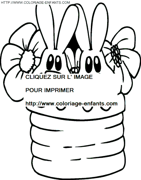 coloriage paques un panier de lapins de chocolat