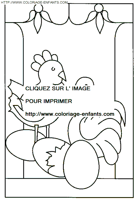 coloriage poules