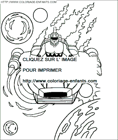 coloriage power rangers le vaisseau de shane atterissant